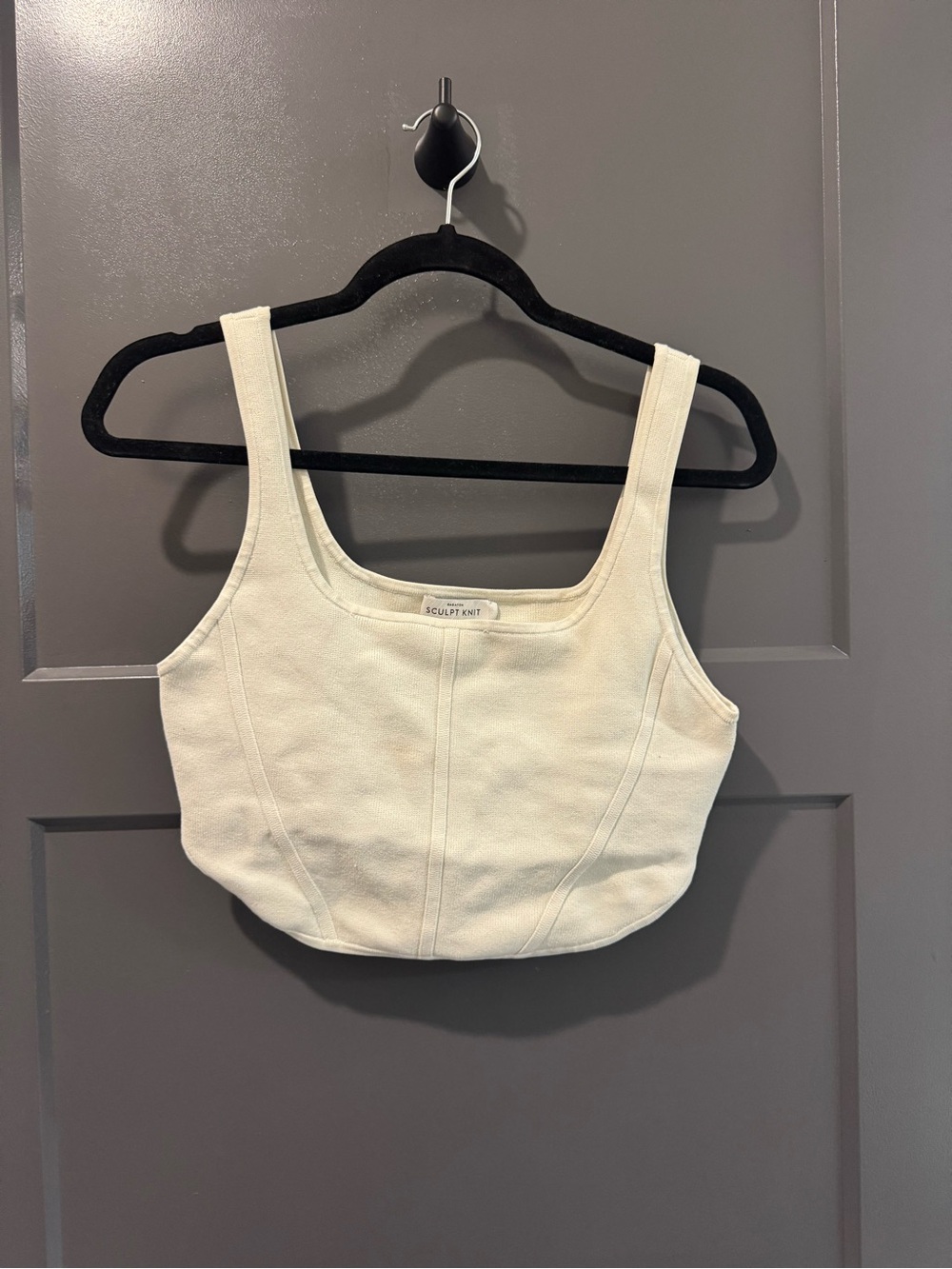 Aritzia Off-White Structured Knit Tank Crop